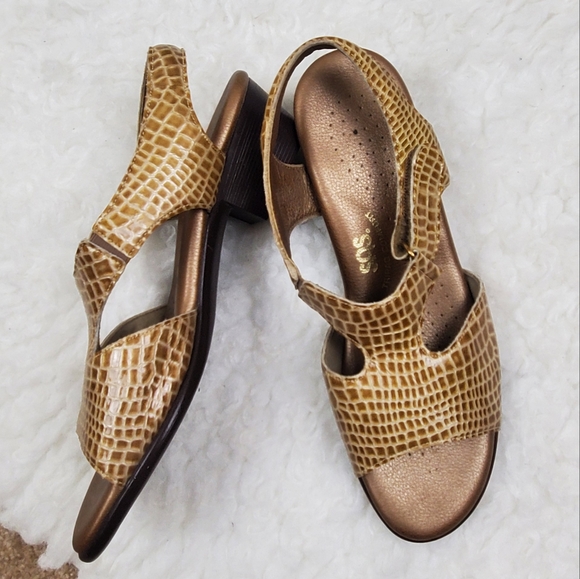 SAS Tripad Comfort Suntimer Sandals Size 7.5N Brown Patent Crocodile Embossed - Picture 5 of 9